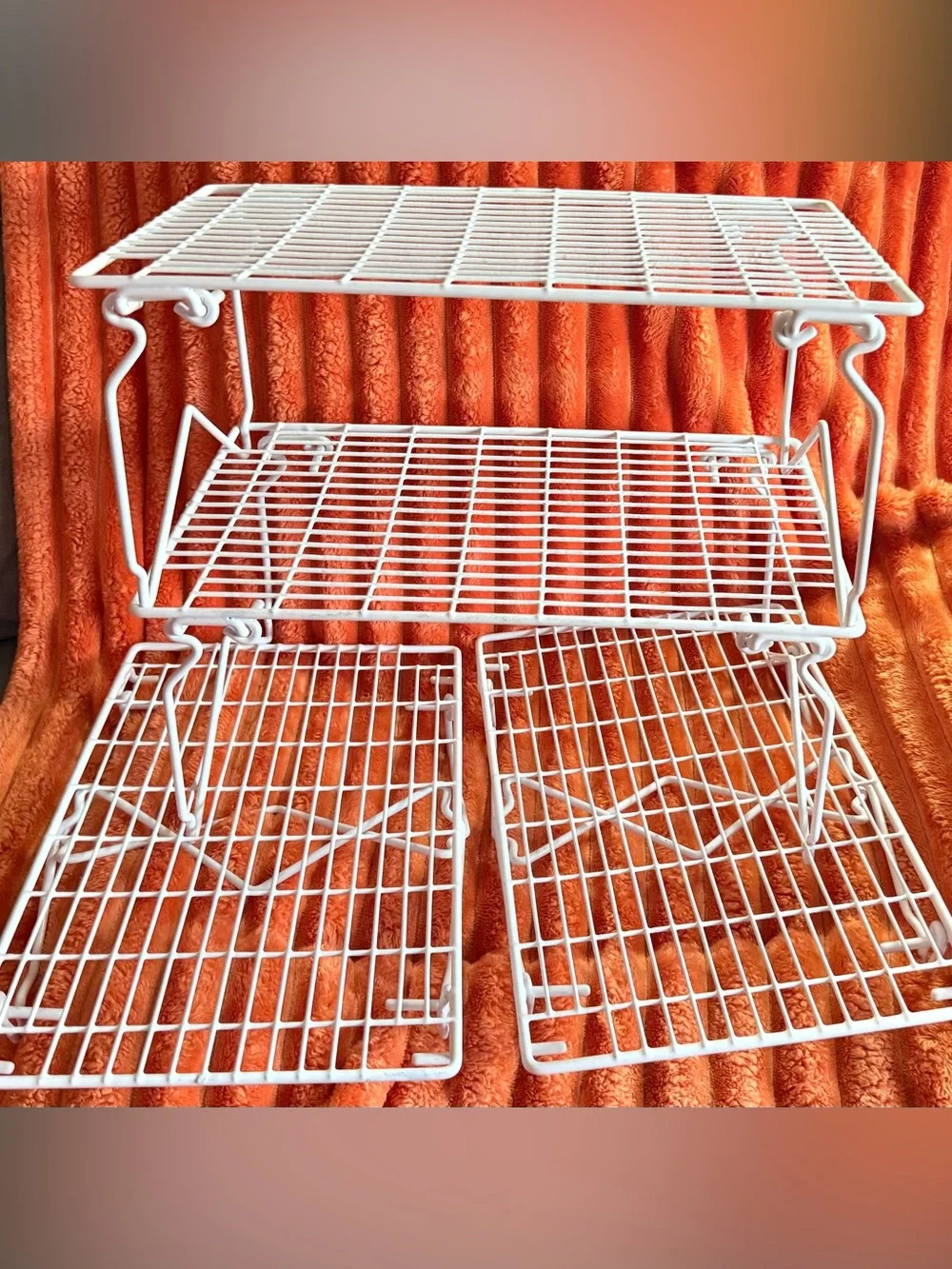 White Wire Shelf Organizer - Multi-Tier Home Storage (4 for one price!)